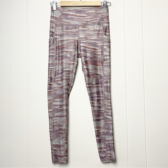 Prana Electa Leggings II Small pocket neutral print high rise outdoor activewear - Picture 4 of 13